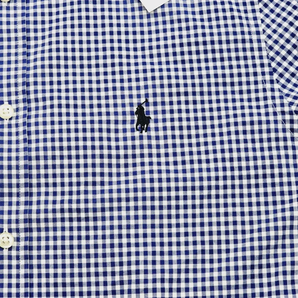 Polo Ralph Lauren Button Down Boys XL 18-20 Blue Gingham Check Preppy Ivy NEW‎